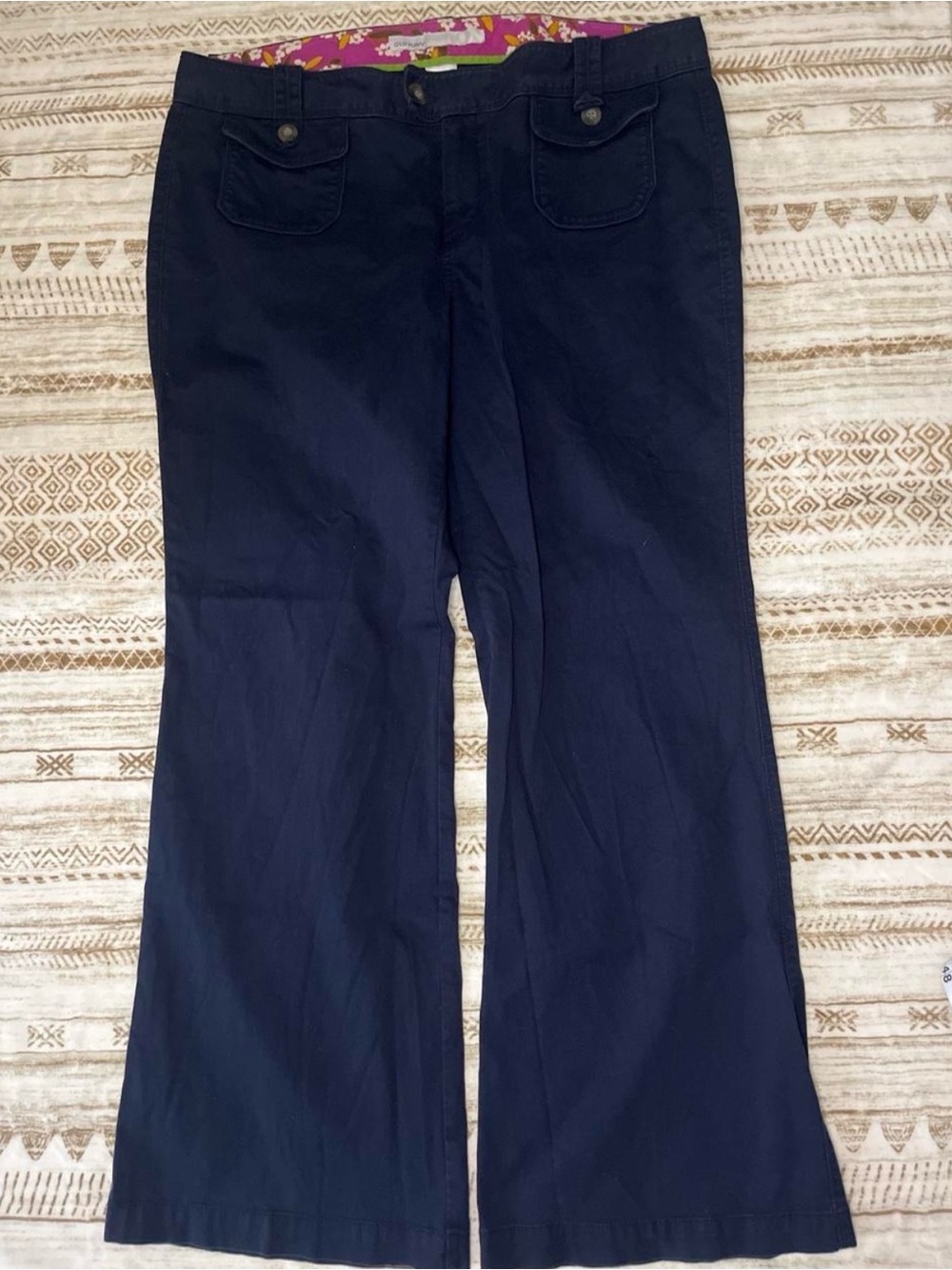 Old Navy Navy Wide-Leg Pants with Front Flap Pockets